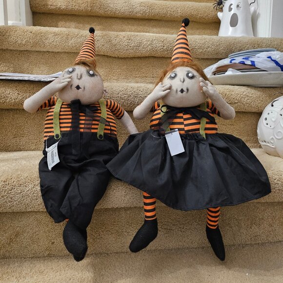 Quin & Queenie Spooky Folk Art Dolls Joe Spencer's Gathered Tradition Collection - Picture 3 of 14